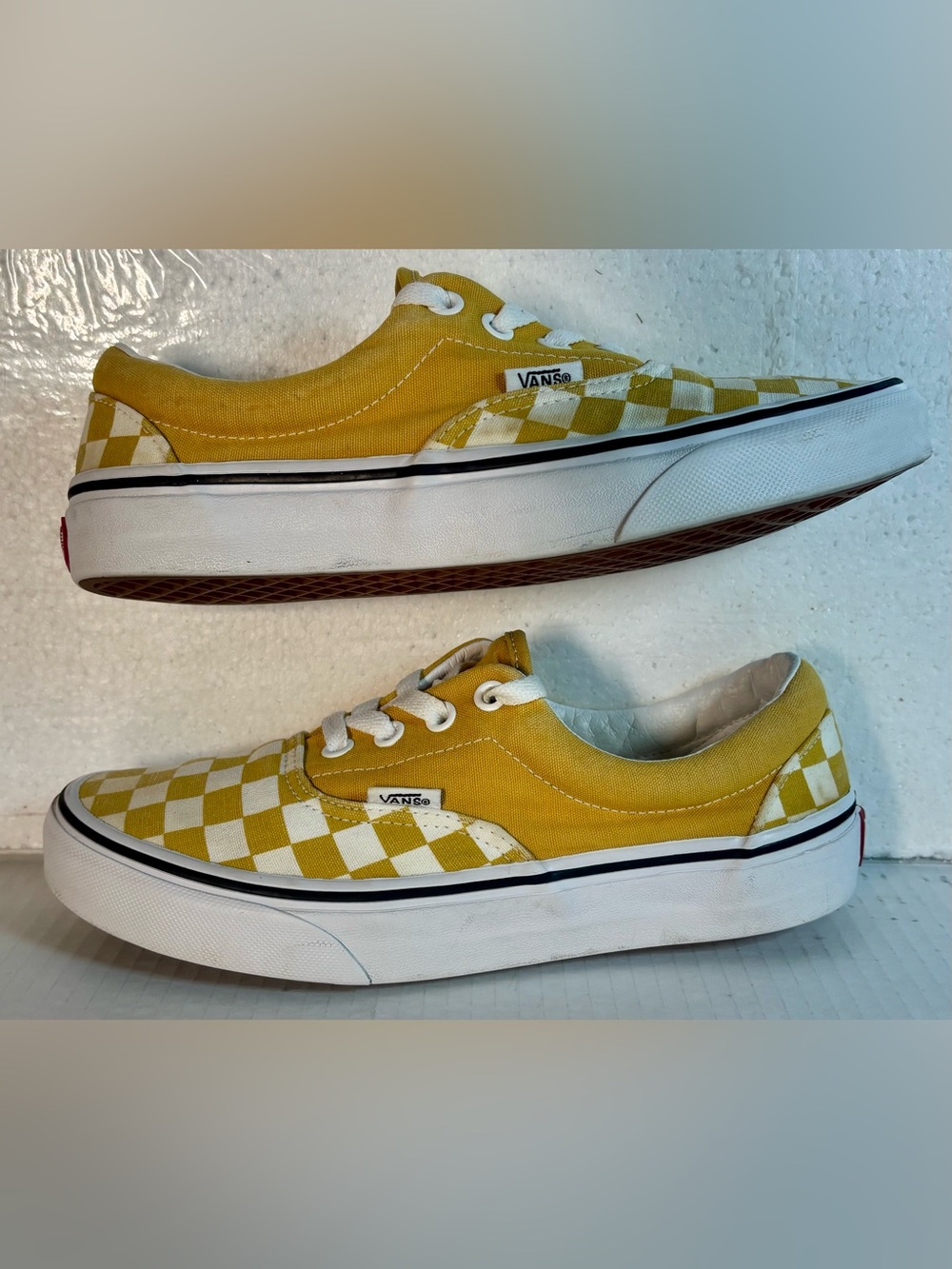 Vans Yellow and White Checkerboard Low Top Sneakers - Picture 4 of 14